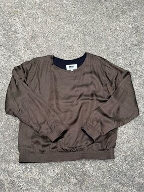 MM6 Maison Martin Margiela Brown Silk Lightweight Crewneck Sweater Unisex Size L